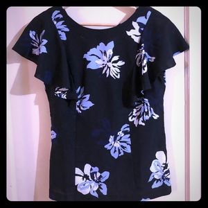 Banana Republic Floral Lucia Ruffle Top